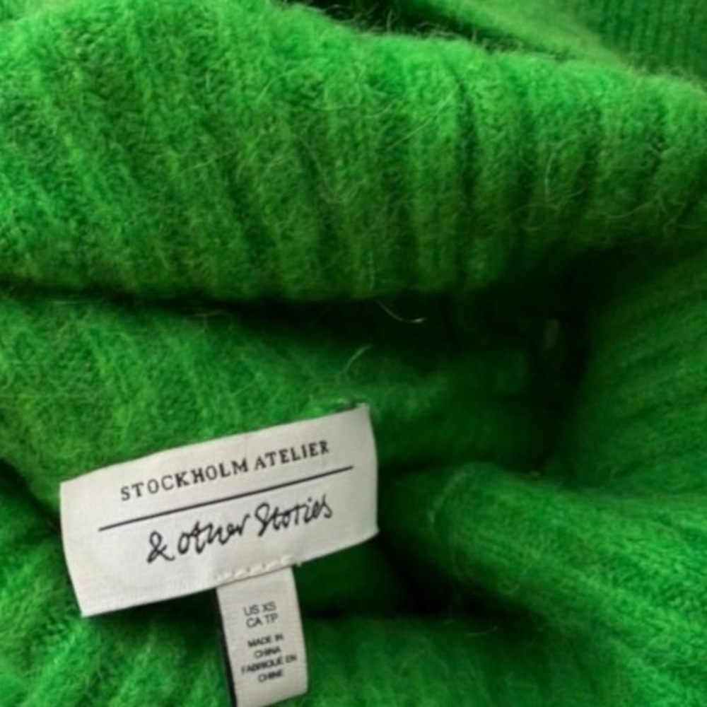 & Other Stories Stockholm Atelier Turtleneck Sweater Women XS Green Alpaca Wool - Picture 9 of 10